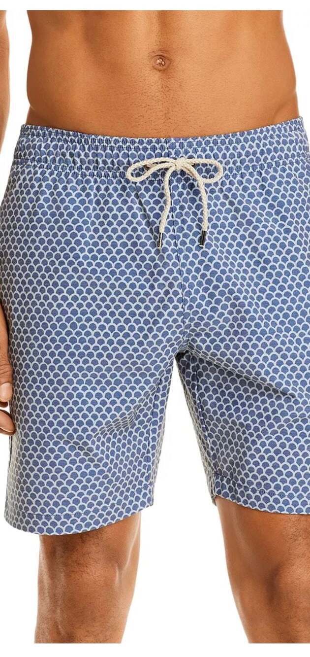 Faherty Beacon Trunk Board Shorts 7.5 inch Fish Scale Print XS